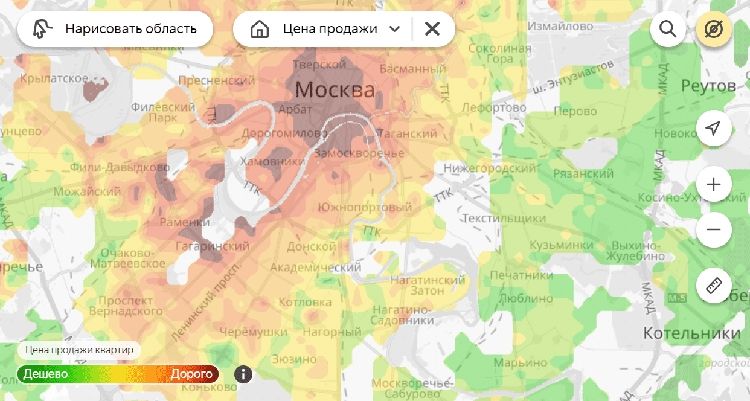 «Яндекс» запустил «тепловые карты» цен на жильё