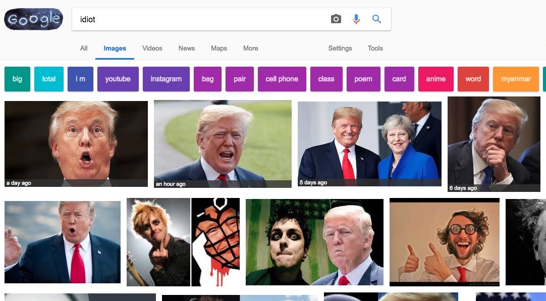 Глава Google объяснил, почему при запросе слова «идиот» поисковик показывает фотографию Трампа
