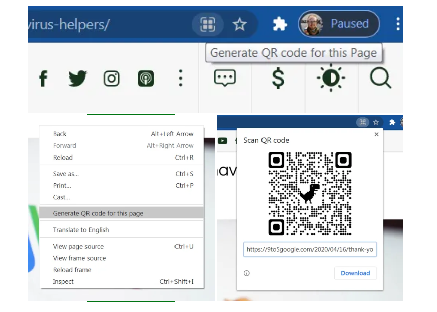 В Google Chrome появился генератор ссылки в QR-код