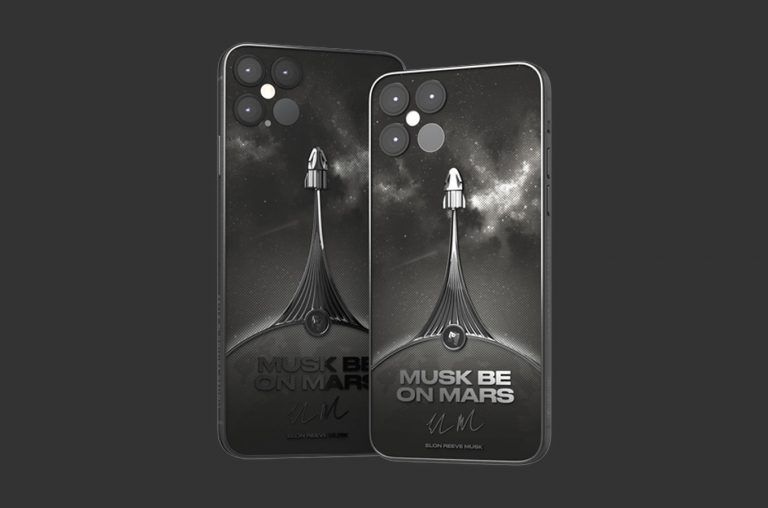 Представлен титановый iPhone 12 с кусочками ракеты SpaceX под названием «Маск на Марсе»