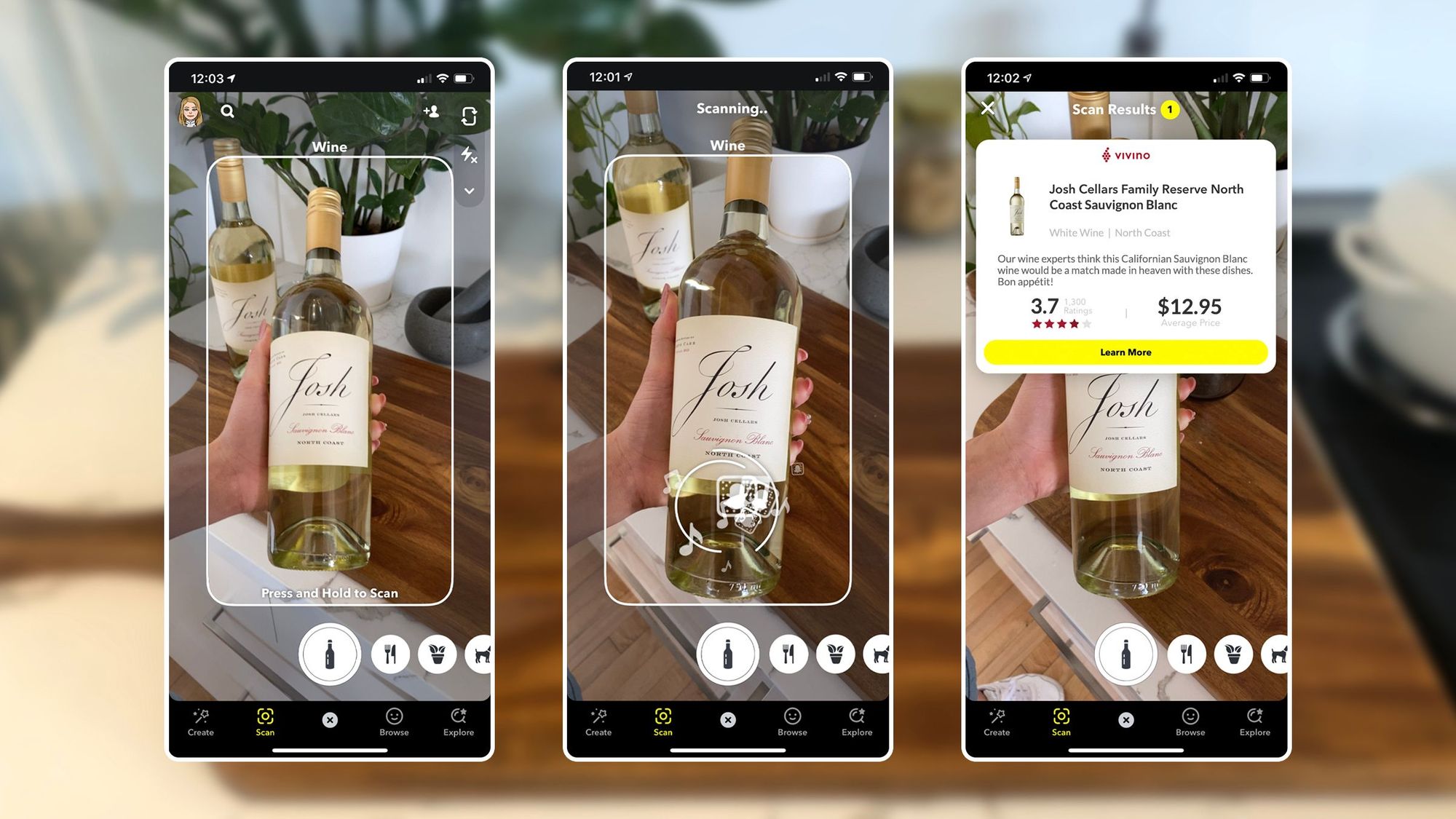 Snapchat теперь умеет определять состав продуктов и рейтинг вина
