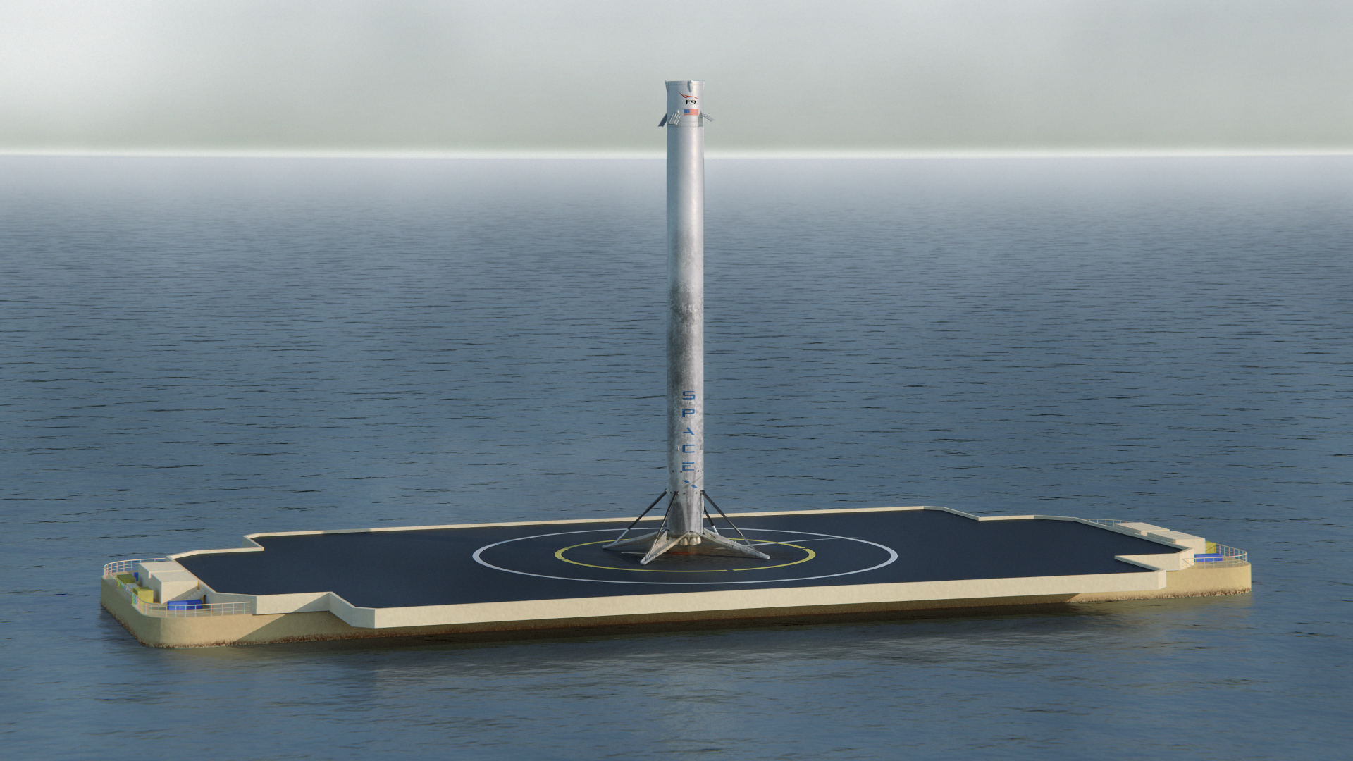 Илон Маск показал новую беспилотную платформу для посадки первых ступеней Falcon 9 и Falcon Heavy