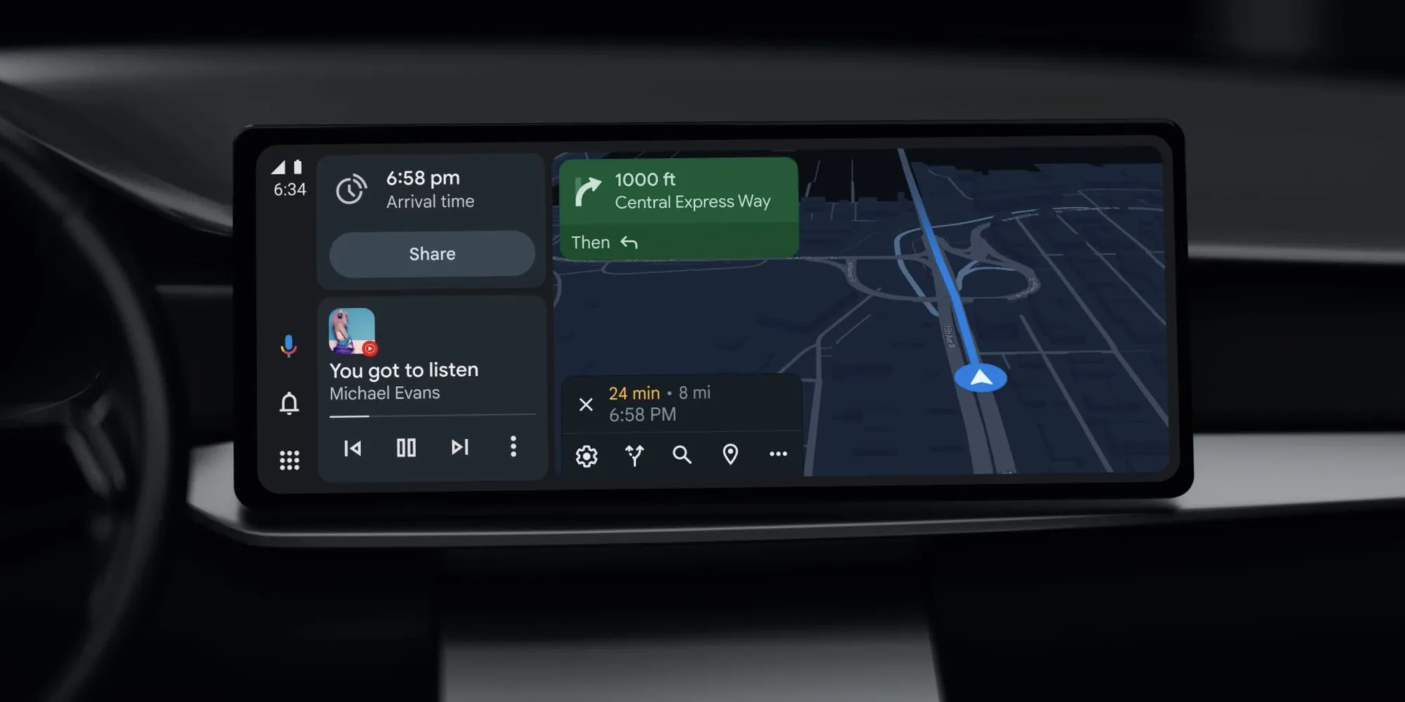 В сети появились фото редизайна Android Auto с новым музыкальным виджетом