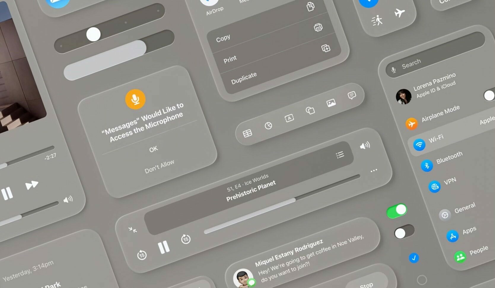 Слух: интерфейс iOS 18 может получить прозрачные компоненты в стиле visionOS