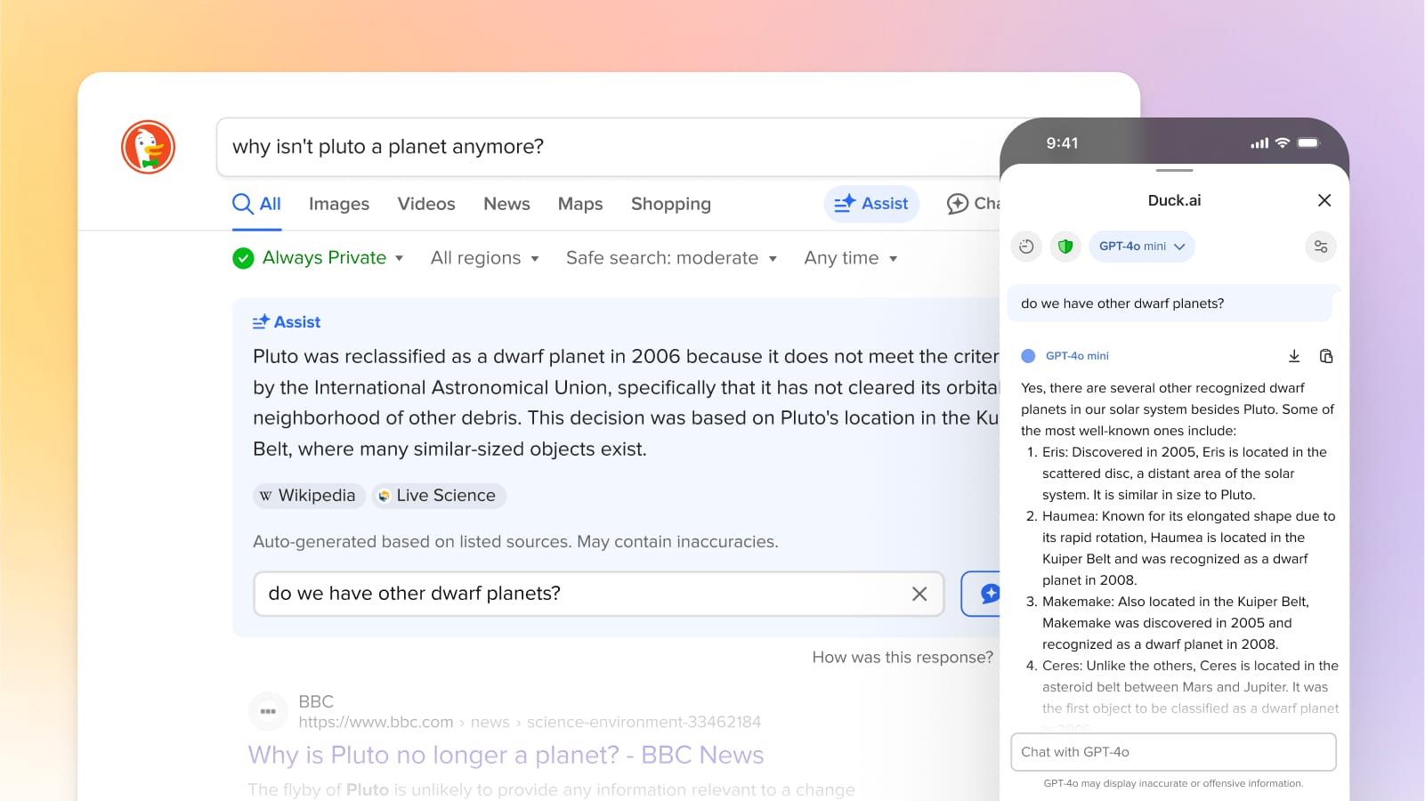 Поисковик DuckDuckGo запустил быстрые ИИ-ответы