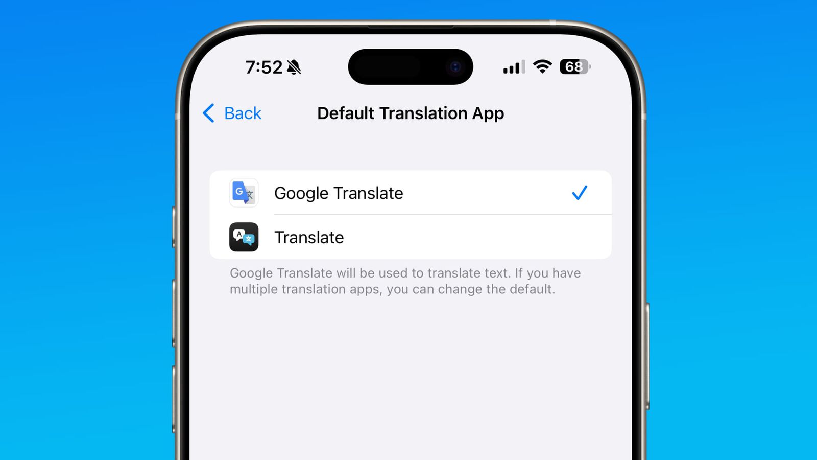 Google Translate стал доступен на iOS в качестве переводчика по умолчанию