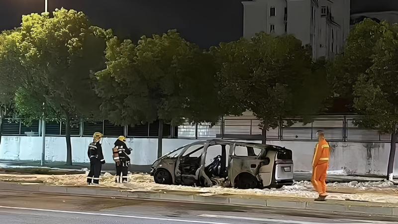 Китайский электрокар загорелся во время движения
