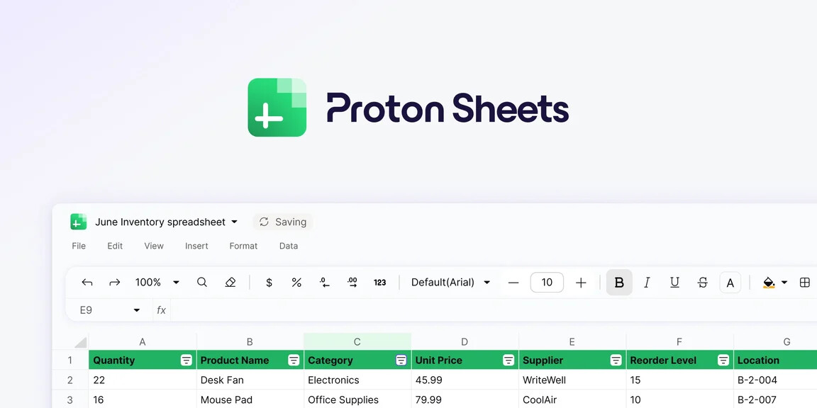 Proton запустила Proton Sheets защищённый аналог «Google Таблиц»