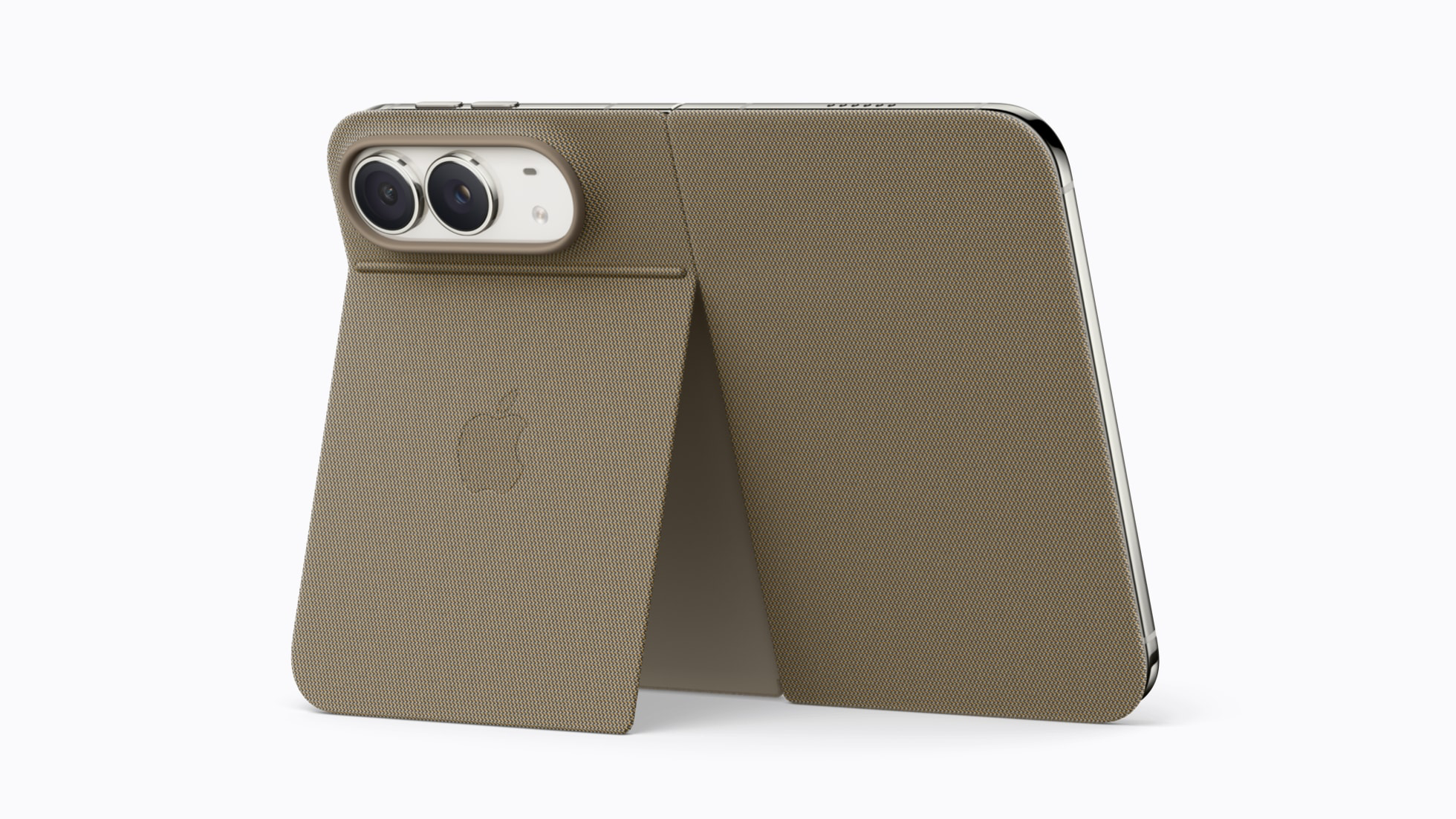 Π‘ΠΊΠ»Π°Π΄Π½ΠΎΠΉ iPhone Duo Π² Π±Π΅ΠΆΠ΅Π²ΠΎΠΌ ΡΠ΅Ρ
Π»Π΅ Ρ ΡΠ΅ΠΊΡΡΡΡΠΎΠΉ, ΡΡΠΎΡΡΠΈΠΉ ΠΏΠΎΠ΄ ΡΠ³Π»ΠΎΠΌ.