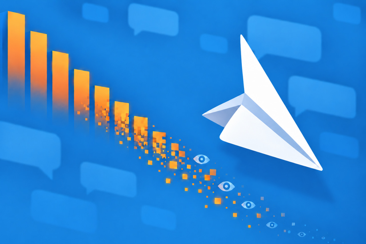 Средний пост в Telegram стал набирать вдвое меньше просмотров